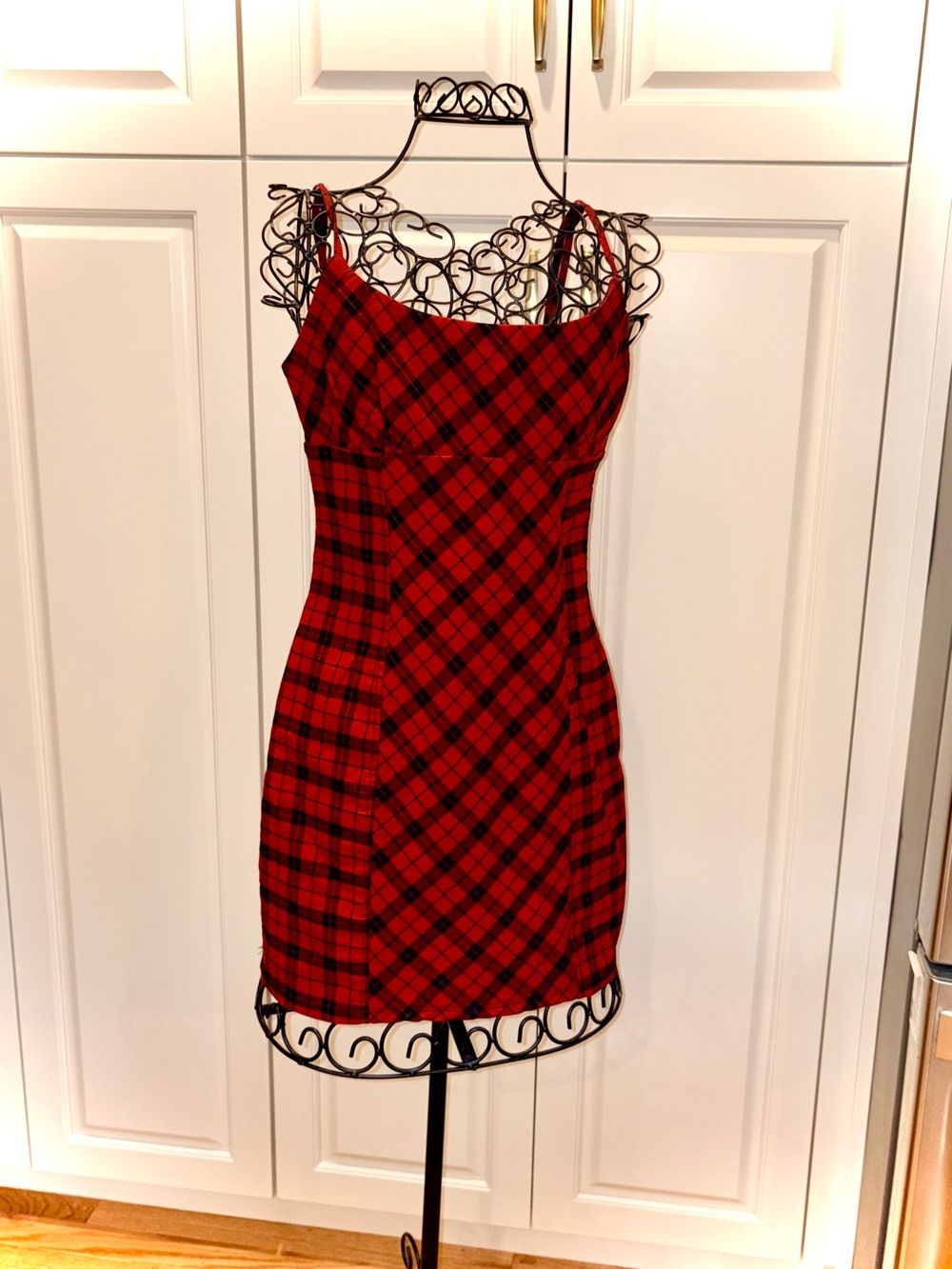 Wild Fable Red Plaid Slim Fit Spaghetti Strap Dress